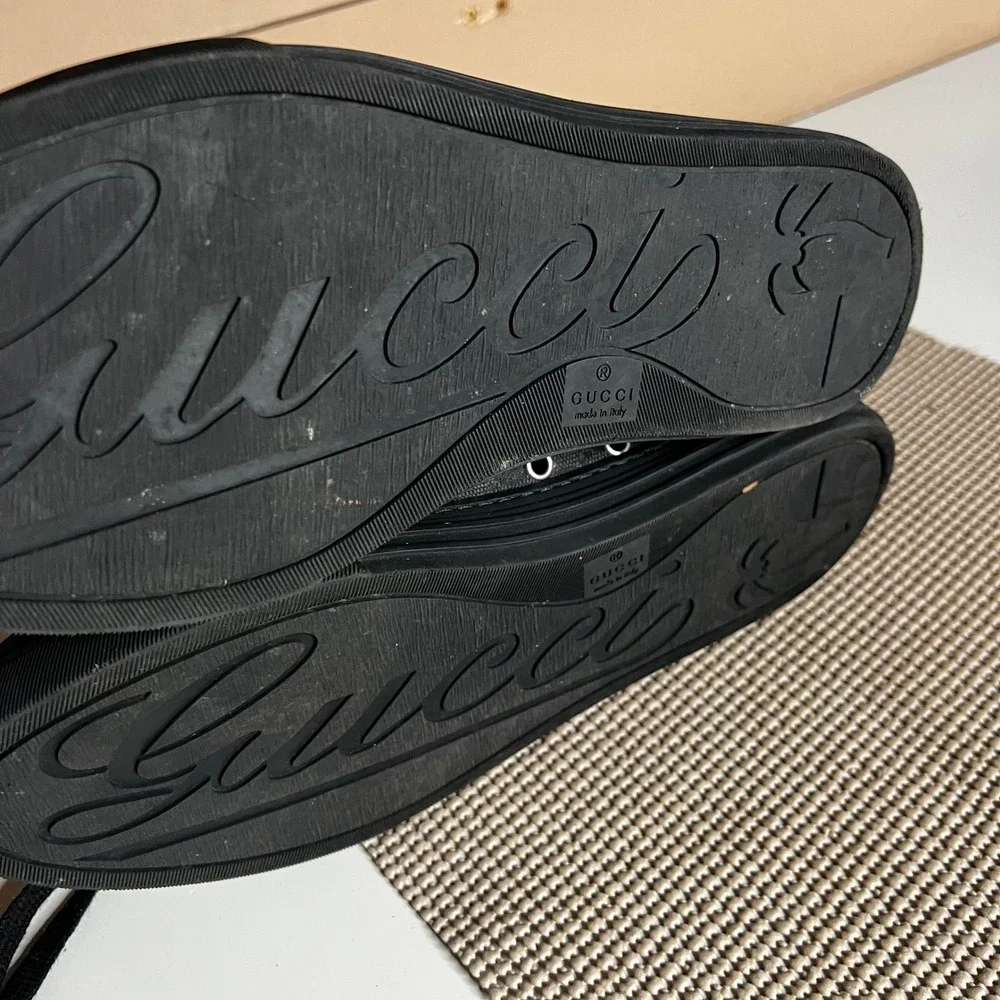 Gucci Mens Black GG Monogram High Top Sneakers 426188 Size 8 Made in Italy
